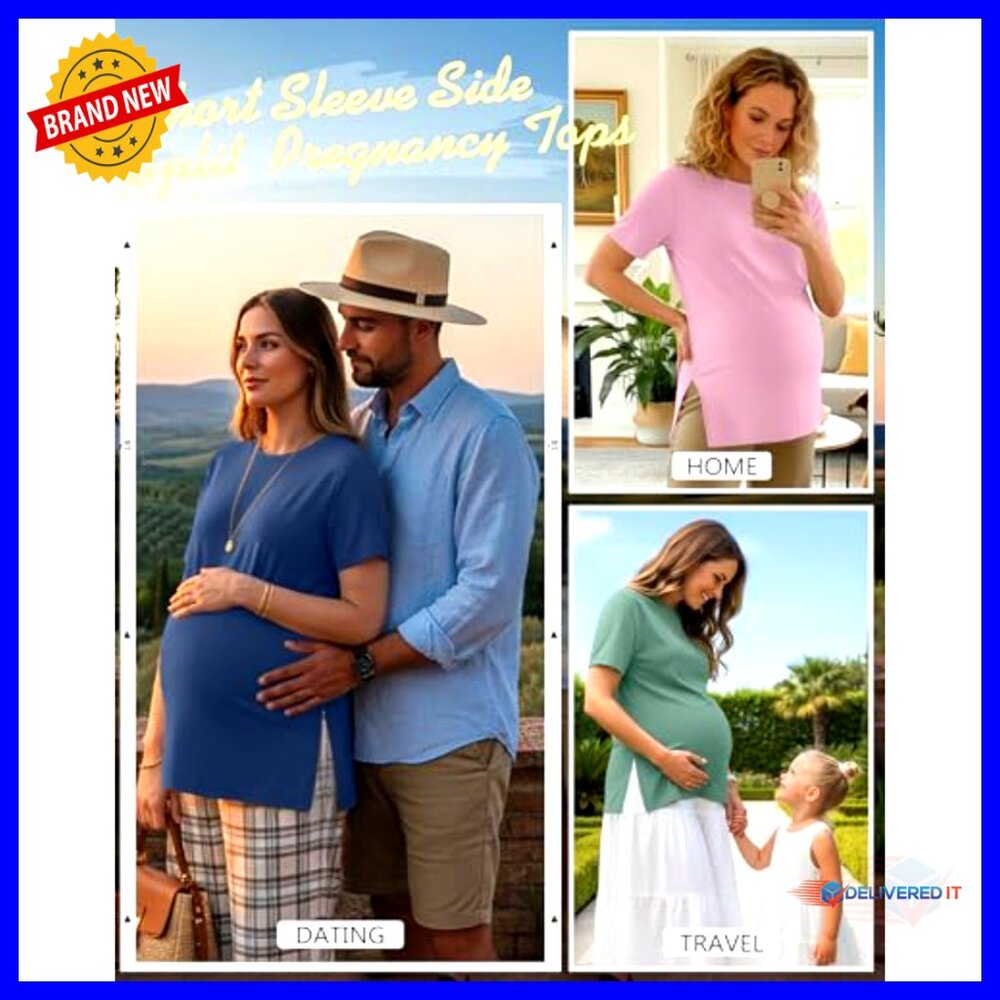 3 Pack Maternity T-Shirts Side Split Pregnancy To… - image 3